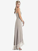 Side View Thumbnail - Taupe Scoop Neck Ruffle-Trimmed High Low Maxi Dress