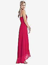 Side View Thumbnail - Vivid Pink Scoop Neck Ruffle-Trimmed High Low Maxi Dress