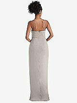 Rear View Thumbnail - Taupe Halter Draped Tulip Skirt Maxi Dress