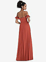 Rear View Thumbnail - Amber Sunset Off-the-Shoulder Ruffle Cuff Sleeve Chiffon Maxi Dress