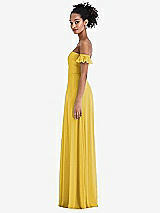 Side View Thumbnail - Marigold Off-the-Shoulder Ruffle Cuff Sleeve Chiffon Maxi Dress