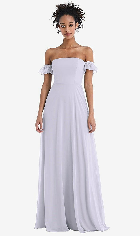 Front View - Silver Dove Off-the-Shoulder Ruffle Cuff Sleeve Chiffon Maxi Dress