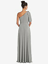 Rear View Thumbnail - Chelsea Gray Bow One-Shoulder Flounce Sleeve Maxi Dress