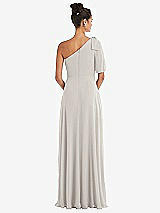 Rear View Thumbnail - Oyster Bow One-Shoulder Flounce Sleeve Maxi Dress