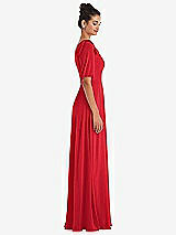 Side View Thumbnail - Parisian Red Bow One-Shoulder Flounce Sleeve Maxi Dress