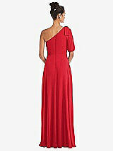 Rear View Thumbnail - Parisian Red Bow One-Shoulder Flounce Sleeve Maxi Dress