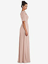 Side View Thumbnail - Toasted Sugar Bow One-Shoulder Flounce Sleeve Maxi Dress
