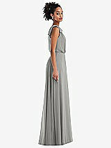 Side View Thumbnail - Chelsea Gray One-Shoulder Bow Blouson Bodice Maxi Dress