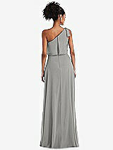 Rear View Thumbnail - Chelsea Gray One-Shoulder Bow Blouson Bodice Maxi Dress