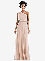 Front View Thumbnail - Cameo One-Shoulder Bow Blouson Bodice Maxi Dress