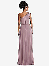 Rear View Thumbnail - Dusty Rose One-Shoulder Bow Blouson Bodice Maxi Dress