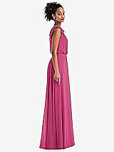 Side View Thumbnail - Tea Rose One-Shoulder Bow Blouson Bodice Maxi Dress