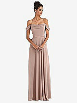 Front View Thumbnail - Bliss Off-the-Shoulder Draped Neckline Maxi Dress