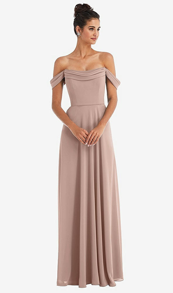 Front View - Bliss Off-the-Shoulder Draped Neckline Maxi Dress