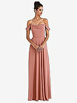 Front View Thumbnail - Desert Rose Off-the-Shoulder Draped Neckline Maxi Dress