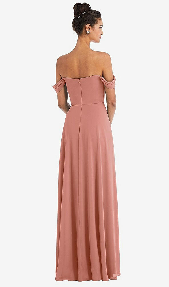 Back View - Desert Rose Off-the-Shoulder Draped Neckline Maxi Dress