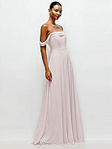 Side View Thumbnail - French Blue Off-the-Shoulder Draped Neckline Maxi Dress