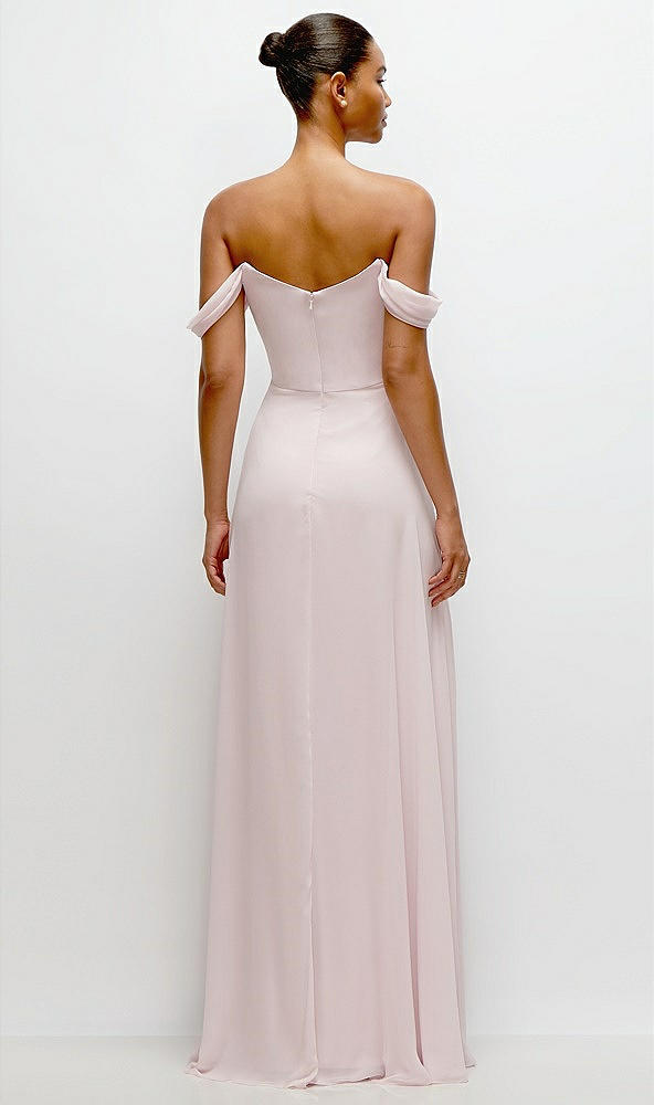 Back View - French Blue Off-the-Shoulder Draped Neckline Maxi Dress