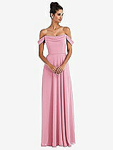 Front View Thumbnail - Peony Pink Off-the-Shoulder Draped Neckline Maxi Dress