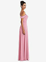 Side View Thumbnail - Peony Pink Off-the-Shoulder Draped Neckline Maxi Dress