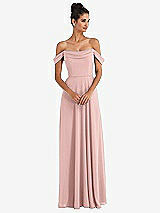 Front View Thumbnail - Rose - PANTONE Rose Quartz Off-the-Shoulder Draped Neckline Maxi Dress