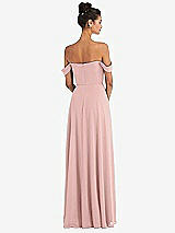 Rear View Thumbnail - Rose - PANTONE Rose Quartz Off-the-Shoulder Draped Neckline Maxi Dress