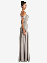 Side View Thumbnail - Taupe Off-the-Shoulder Draped Neckline Maxi Dress