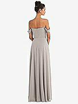 Rear View Thumbnail - Taupe Off-the-Shoulder Draped Neckline Maxi Dress