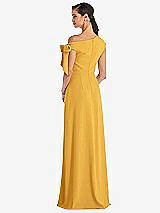Rear View Thumbnail - NYC Yellow Off-the-Shoulder Tie Detail Maxi Dress with Front Slit