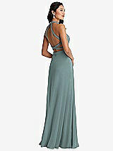 Front View Thumbnail - Icelandic Stand Collar Halter Maxi Dress with Criss Cross Open-Back
