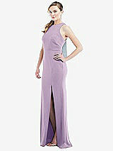 Side View Thumbnail - Pale Purple & Mist Cutout Open-Back Halter Maxi Dress with Scarf Tie