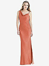 Front View Thumbnail - Terracotta Copper Asymmetrical One-Shoulder Cowl Maxi Slip Dress