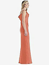 Side View Thumbnail - Terracotta Copper Asymmetrical One-Shoulder Cowl Maxi Slip Dress