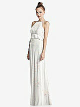 Side View Thumbnail - Spring Fling Bias Ruffle Empire Waist Halter Maxi Dress with Adjustable Straps