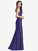 Side View Thumbnail - Grape Jewel Neck Bowed Open-Back Trumpet Dress with Front Slit