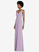 Side View Thumbnail - Pale Purple Square Low-Back A-Line Dress with Front Slit and Pockets