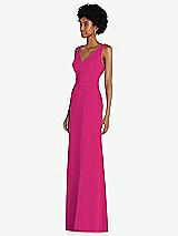 Side View Thumbnail - Think Pink Square Low-Back A-Line Dress with Front Slit and Pockets