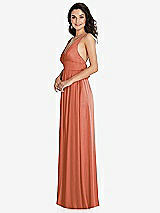 Side View Thumbnail - Terracotta Copper Deep V-Neck Shirred Skirt Maxi Dress with Convertible Straps