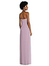 Alt View 4 Thumbnail - Suede Rose Draped Chiffon Grecian Column Gown with Convertible Straps