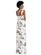 Alt View 2 Thumbnail - Butterfly Botanica Ivory Draped Chiffon Grecian Column Gown with Convertible Straps
