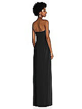 Alt View 4 Thumbnail - Black Draped Chiffon Grecian Column Gown with Convertible Straps
