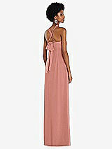 Side View Thumbnail - Desert Rose Draped Chiffon Grecian Column Gown with Convertible Straps