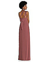 Alt View 2 Thumbnail - English Rose Draped Chiffon Grecian Column Gown with Convertible Straps