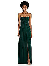 Alt View 3 Thumbnail - Evergreen Draped Chiffon Grecian Column Gown with Convertible Straps