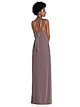 Alt View 2 Thumbnail - French Truffle Draped Chiffon Grecian Column Gown with Convertible Straps