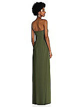 Alt View 4 Thumbnail - Olive Green Draped Chiffon Grecian Column Gown with Convertible Straps