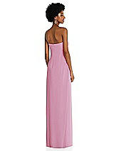 Alt View 4 Thumbnail - Powder Pink Draped Chiffon Grecian Column Gown with Convertible Straps