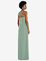Side View Thumbnail - Seagrass Draped Chiffon Grecian Column Gown with Convertible Straps