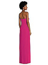 Alt View 4 Thumbnail - Think Pink Draped Chiffon Grecian Column Gown with Convertible Straps