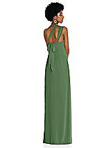 Alt View 2 Thumbnail - Vineyard Green Draped Chiffon Grecian Column Gown with Convertible Straps